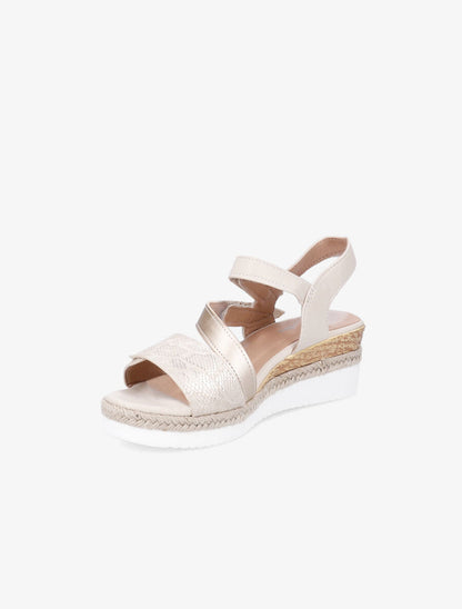 Sandales compensées à scratch - Beige - 3