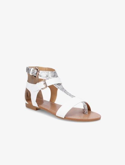 Nu-pieds en simili à bride effet python - Blanc - 3