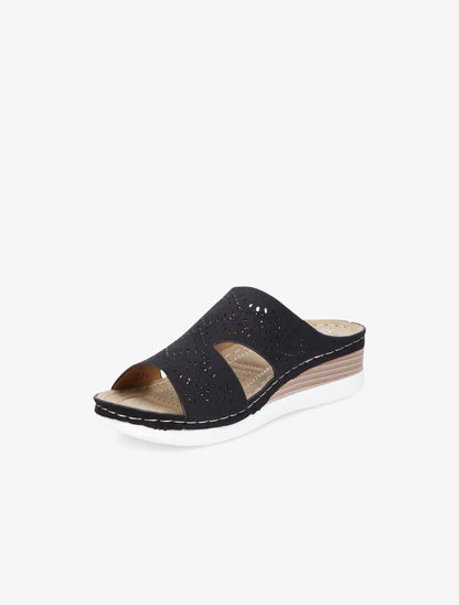 Mules à brides ajourées ornées de strass - Noir - 3
