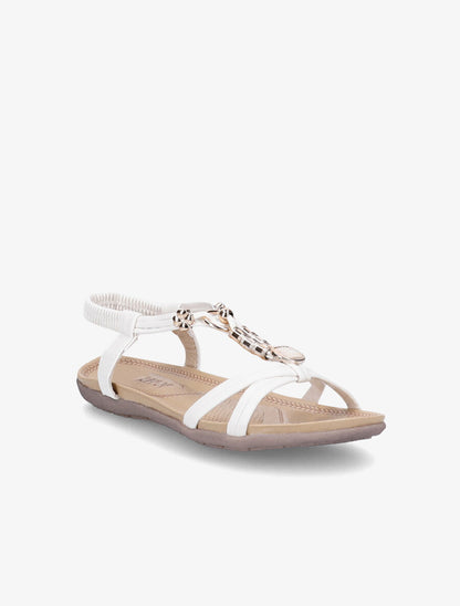 Nu-pieds à empiècement dorés - Blanc - 3