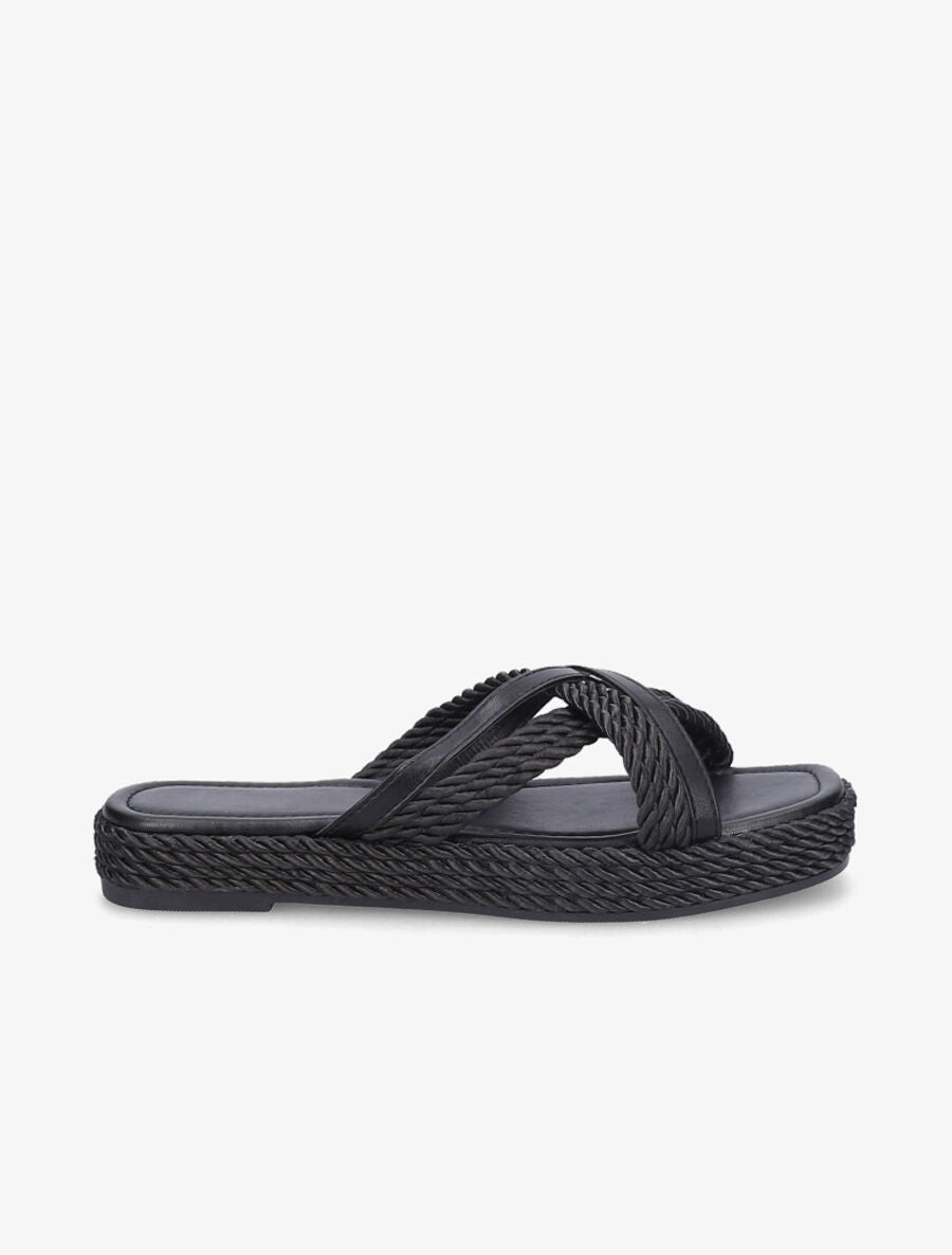 Claquettes à ganses croisées - Noir - 5