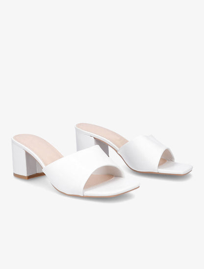 Mules classiques en simili - Blanc - 4