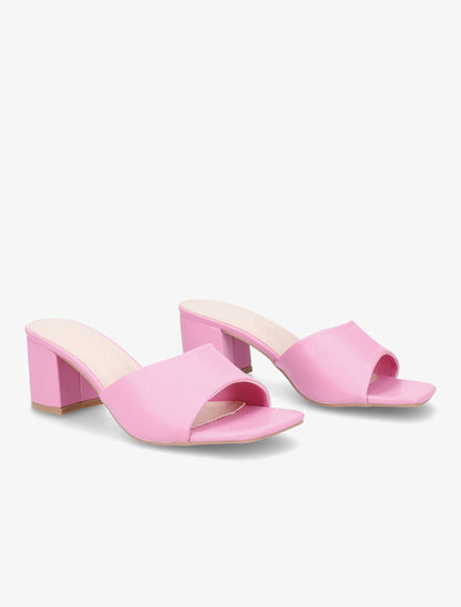 Mules classiques en simili - Rose - 4