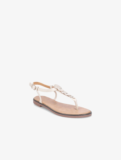 Nu-pieds à plaques dorées en cercles - Beige - 2