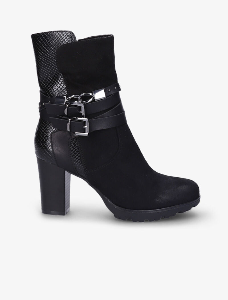 Bottines montantes bi-matière à sangles - Noir - 7