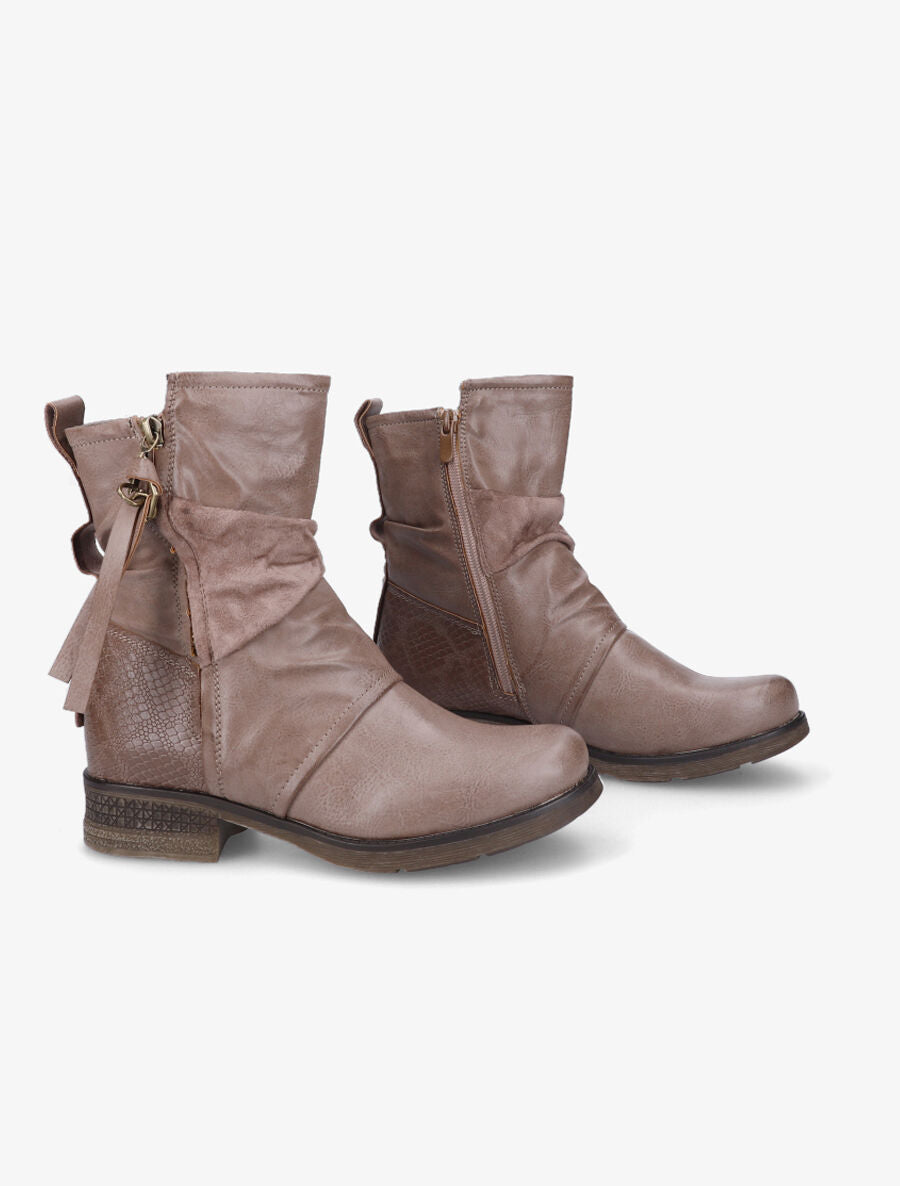 Boots montantes à contrefort python - Taupe - 4