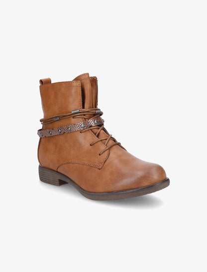 Bottines lacées à sangle irisée - Camel - 2