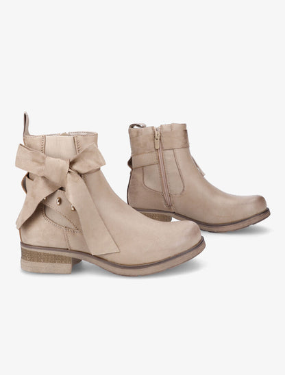 Boots montantes à noeud - Beige - 4