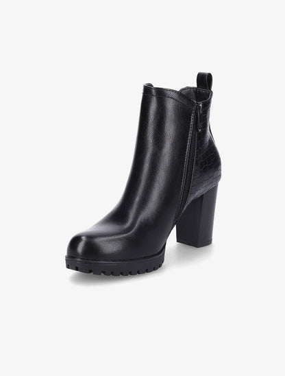 Bottines à talon haut et contrefort effet python - Noir - 3