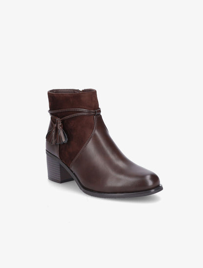 Bottines en simili et pompons décoratifs - Marron - 2