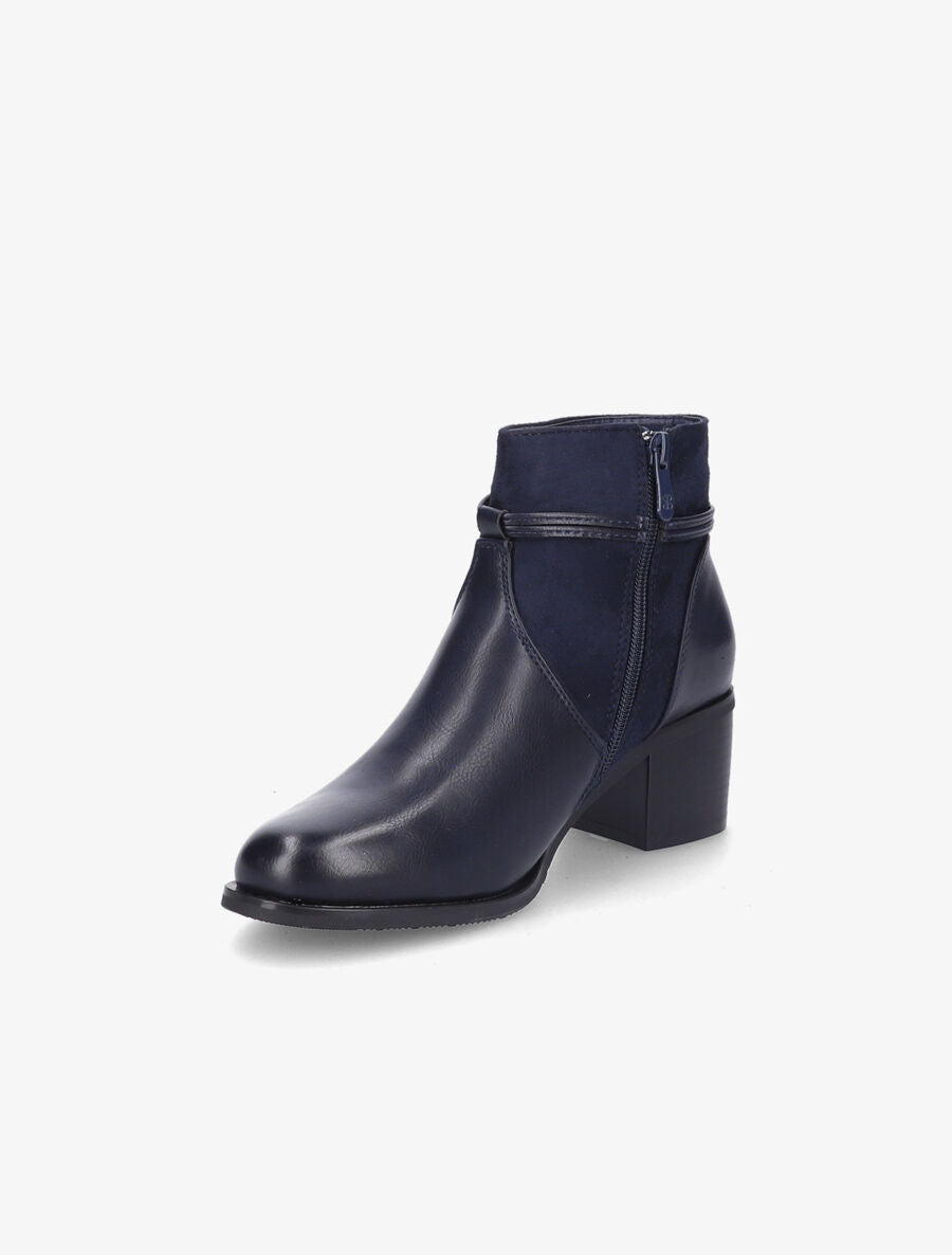 Bottines en simili et pompons décoratifs - Bleu - 3