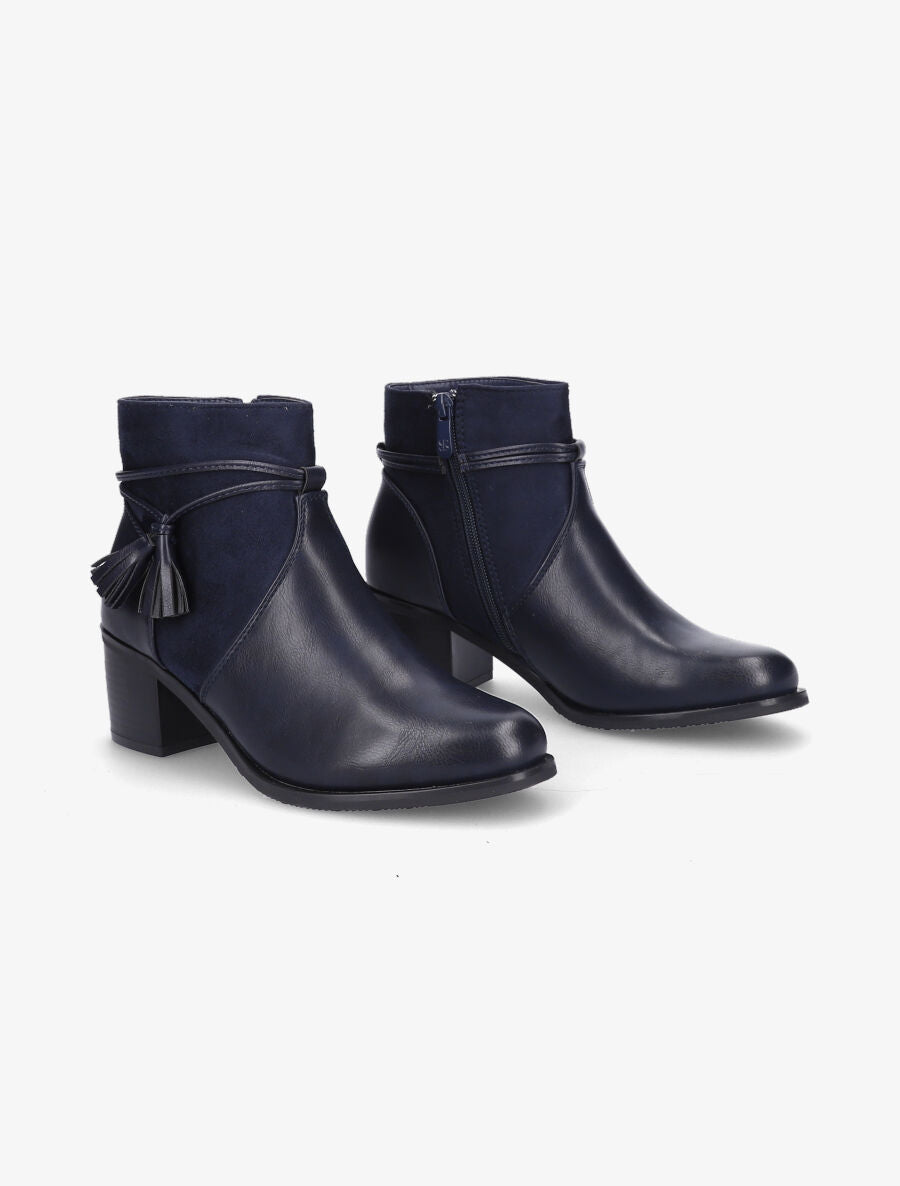 Bottines en simili et pompons décoratifs - Bleu - 4