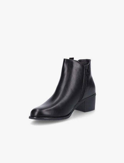 Bottines à zip et lanière effet croco - Noir - 3
