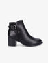 Bottines en simili et suédine à sangles - Noir - 1