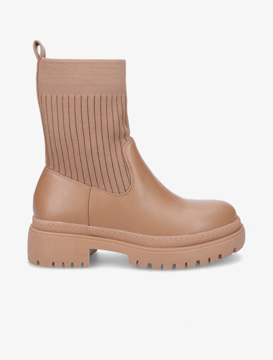 Boots bi-matière montantes - Camel - 1