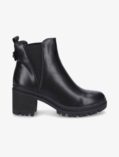 Bottines en simili à semelle crantée - Noir - 1