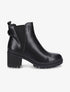Bottines en simili à semelle crantée - Noir - 1