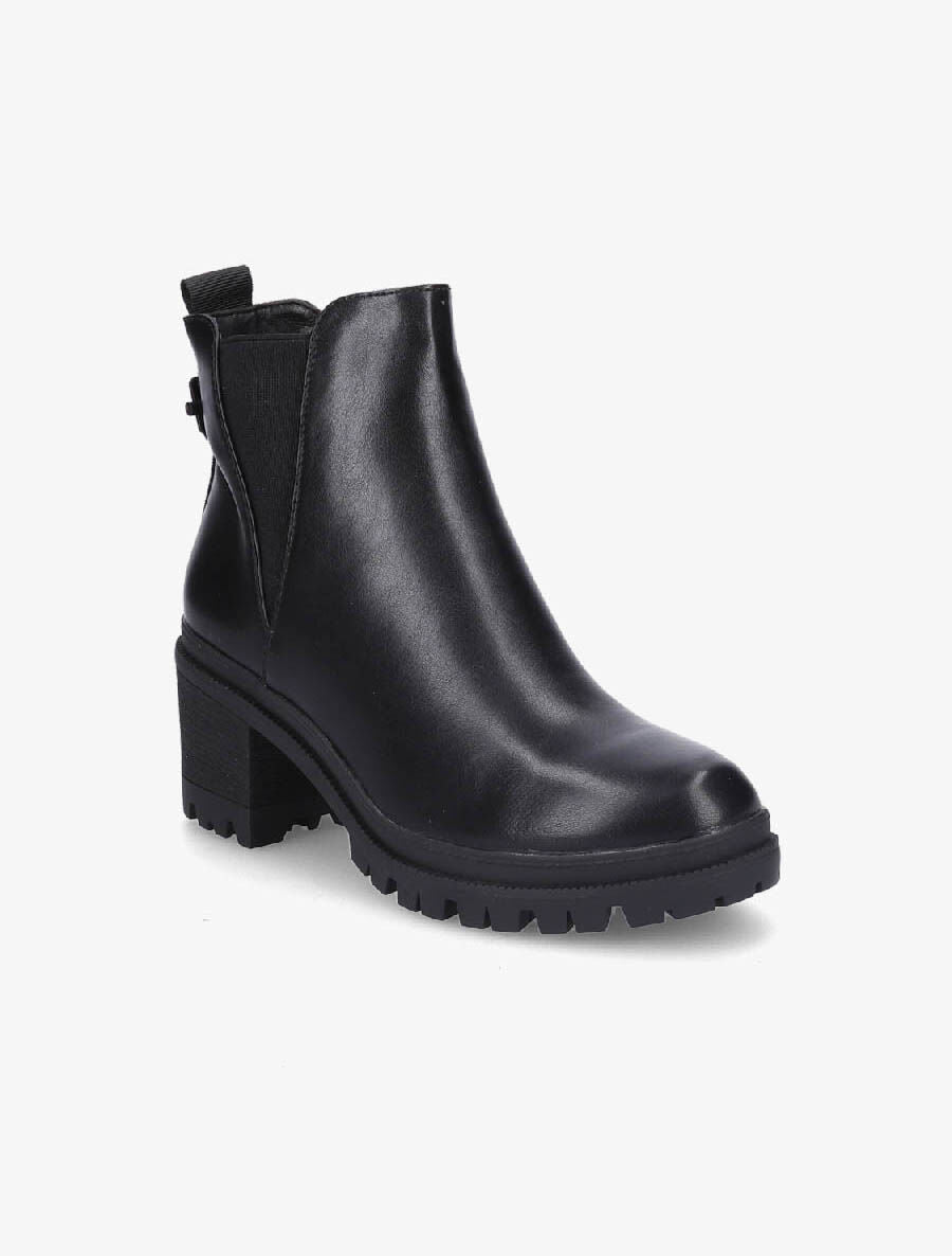 Bottines en simili à semelle crantée - Noir - 2