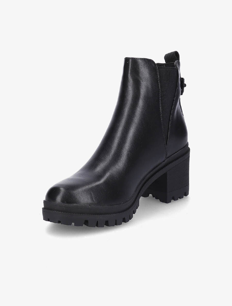 Bottines en simili à semelle crantée - Noir - 3