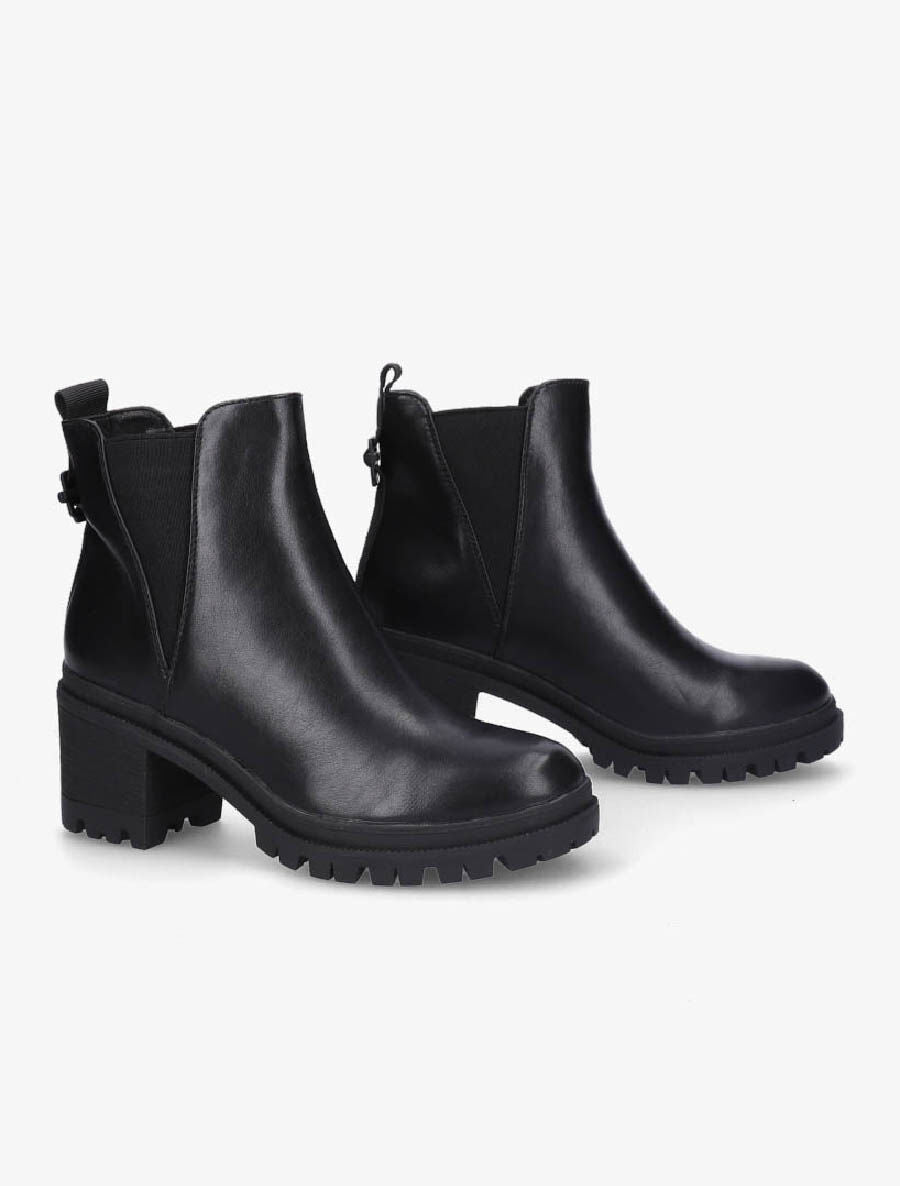 Bottines en simili à semelle crantée - Noir - 4