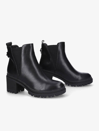 Bottines en simili à semelle crantée - Noir - 4