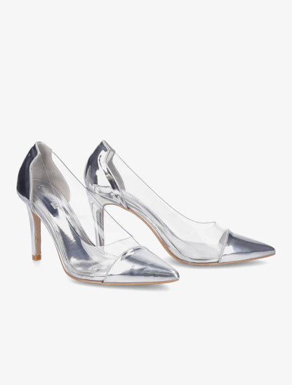 Escarpins en plexi à talon aiguille - Argent - 4