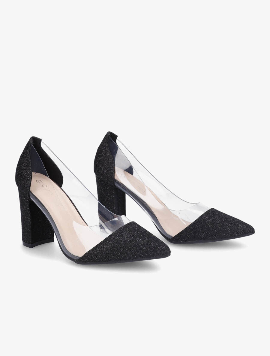 Escarpins en plexi à paillettes - Noir - 4