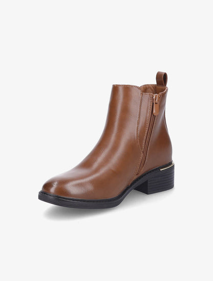 Bottines en simili à sangles et zip - Camel - 3