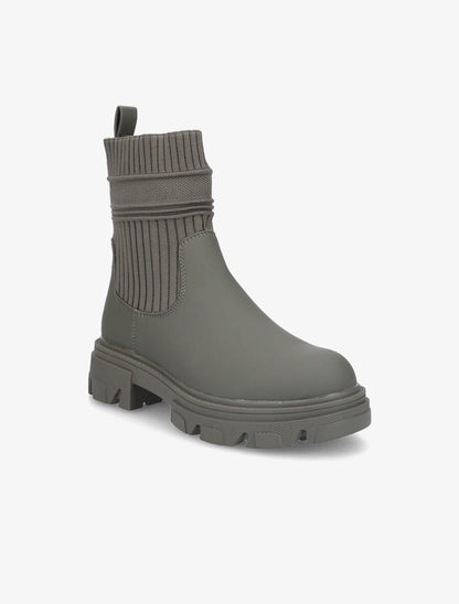 Boots bi-matière à semelle crantée - Kaki - 2