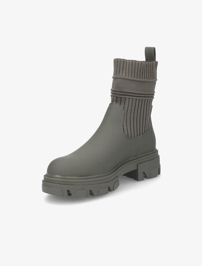 Boots bi-matière à semelle crantée - Kaki - 3
