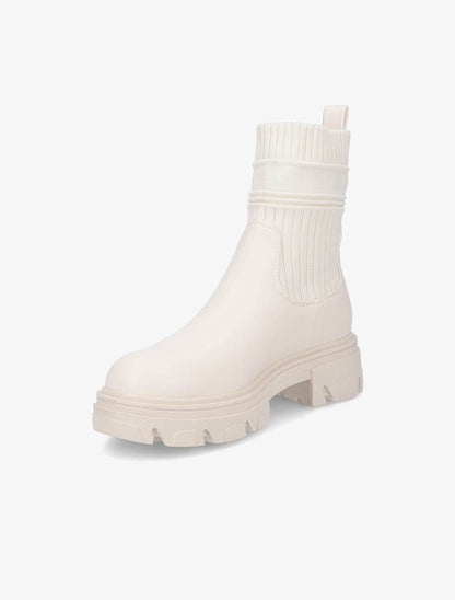Boots bi-matière à semelle crantée - Beige - 3