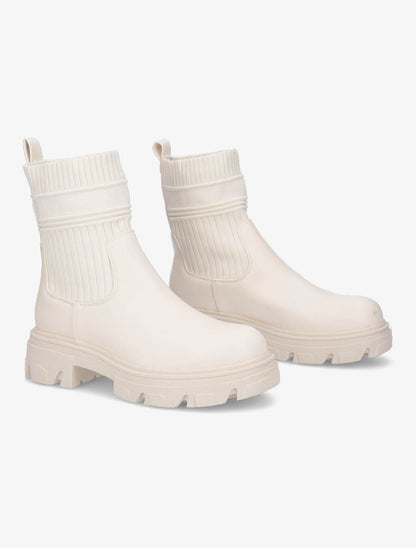 Boots bi-matière à semelle crantée - Beige - 4