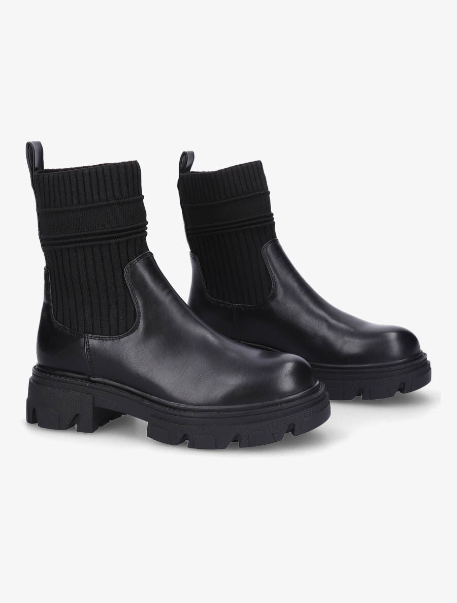 Boots bi-matière à semelle crantée - Noir - 4