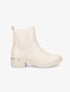 Bottines en simili à ganse élastiquée côtelée - Beige - 1