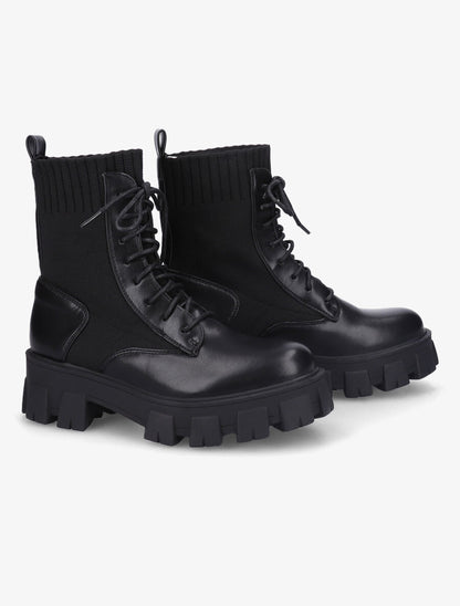 Boots style biker bimatière - Noir - 4