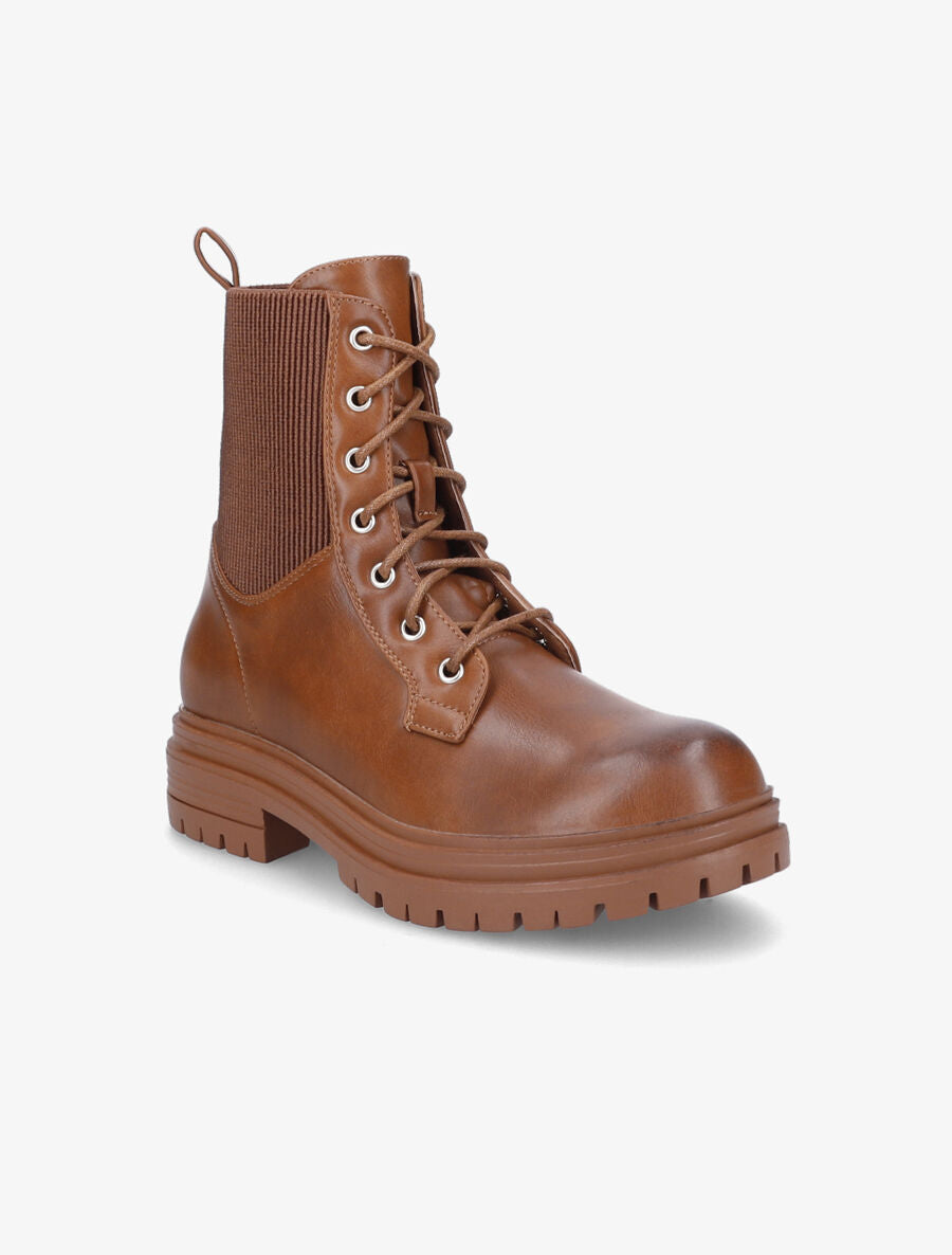 Boots montantes à cheville élastiquée - Camel - 2