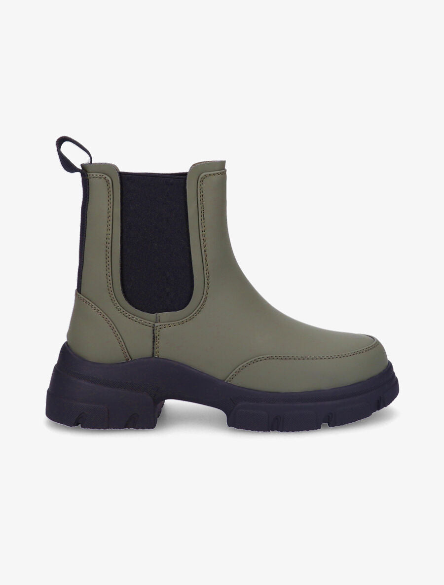 Chelsea boots montantes à semelle stylisée - Kaki - 1