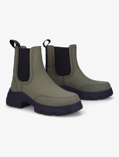 Chelsea boots montantes à semelle stylisée - Kaki - 4