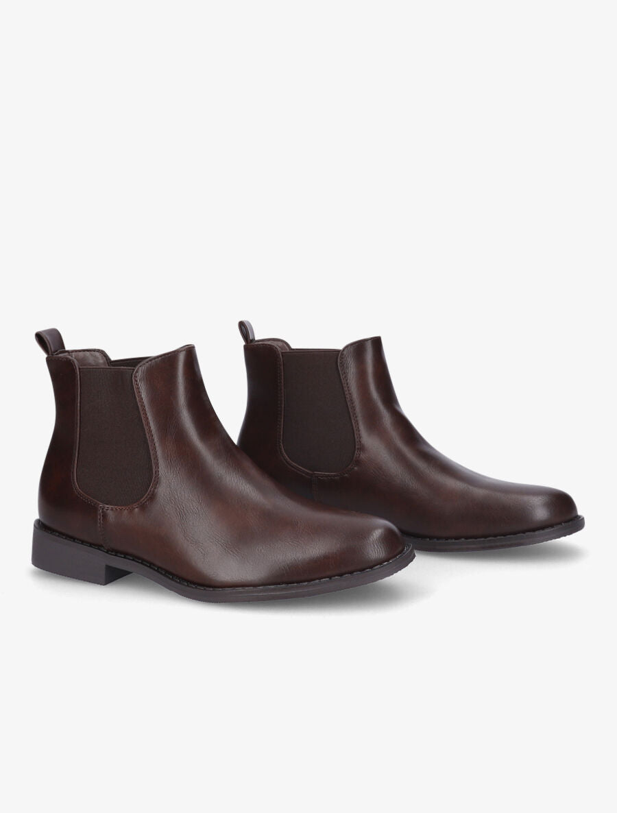 Chelsea boots basiques en simili - Marron - 4