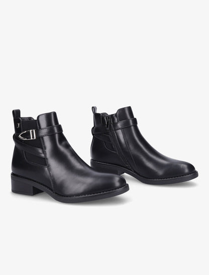 Bottines en simili à boucle stylisée - Noir - 4