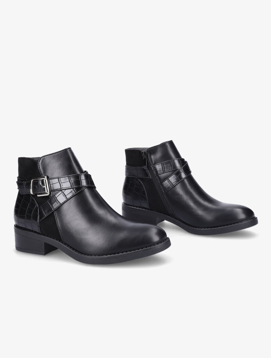 Bottines à sangles croisées - Noir - 4