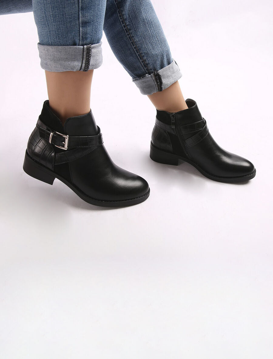 Bottines à sangles croisées - Noir - 5