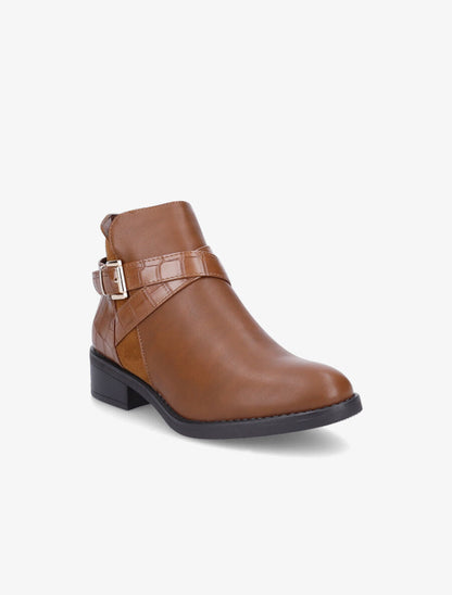 Bottines à sangles croisées - Camel - 2