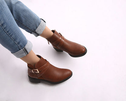 Bottines à sangles croisées - Camel - 5