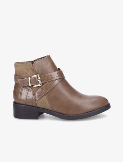 Bottines à sangles croisées - Taupe - 1