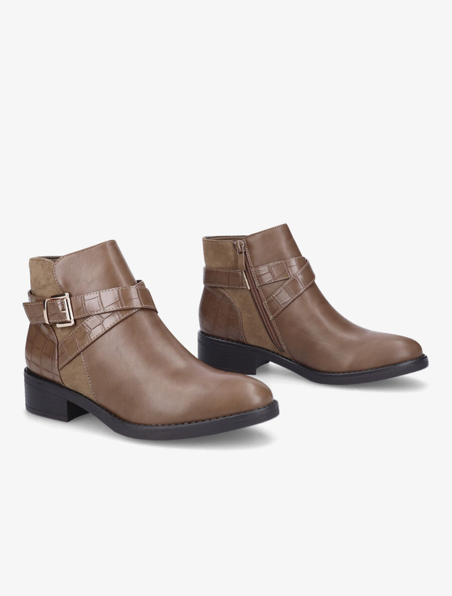 Bottines à sangles croisées - Taupe - 4