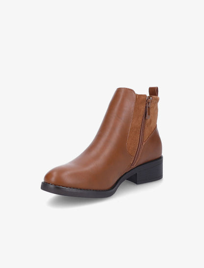 Bottines en simili et suédine - Camel - 3