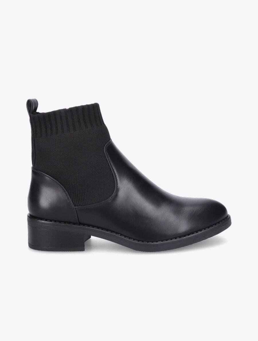 Bottines bi-matière style chaussette - Noir - 1