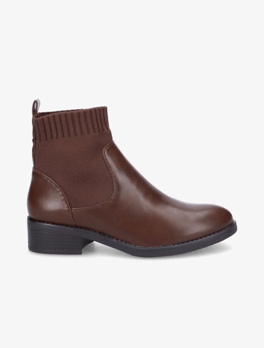 Bottines bi-matière style chaussette - Marron - 6