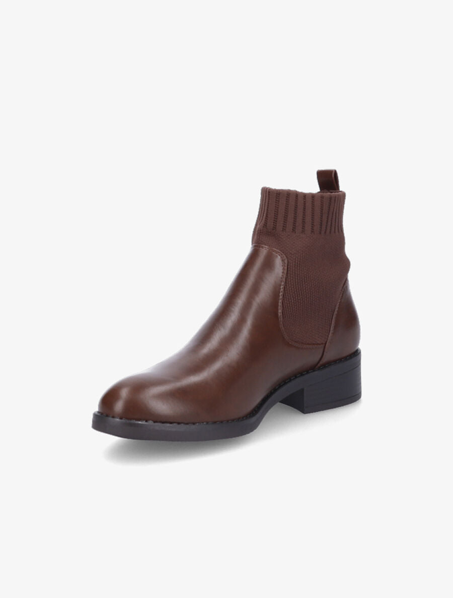 Bottines bi-matière style chaussette - Marron - 3